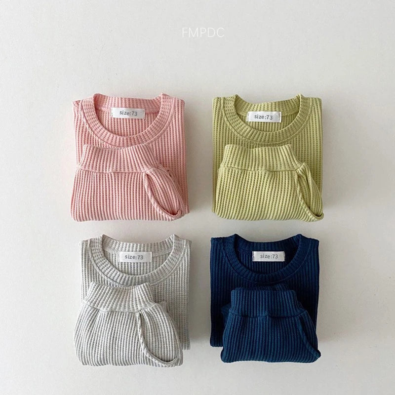 Baby Girls Autumn Cotton Knitting 2PCS Set Tops + Pants Kids Tracksuit