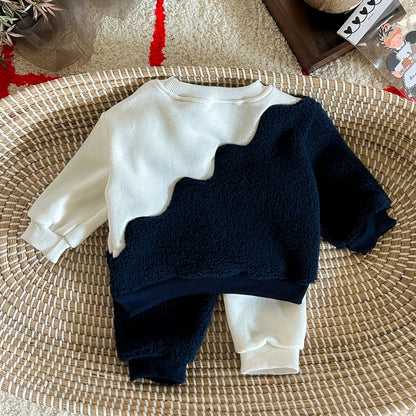 Baby Boy Clothing Set Toddler Tops Pants Winter Fleece 0-3Y Tracksuit