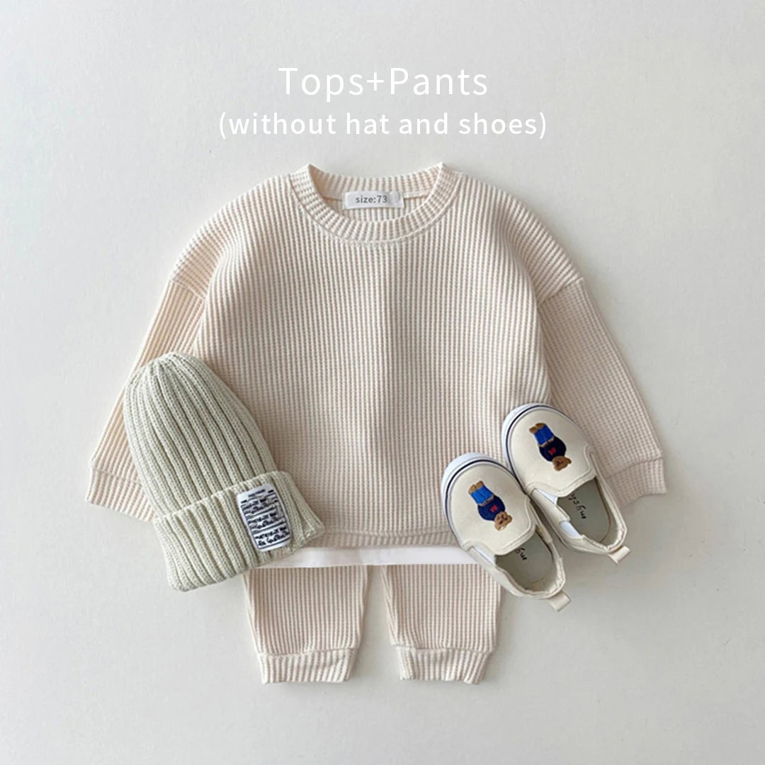 Baby Girls Autumn Cotton Knitting 2PCS Set Tops + Pants Kids Tracksuit