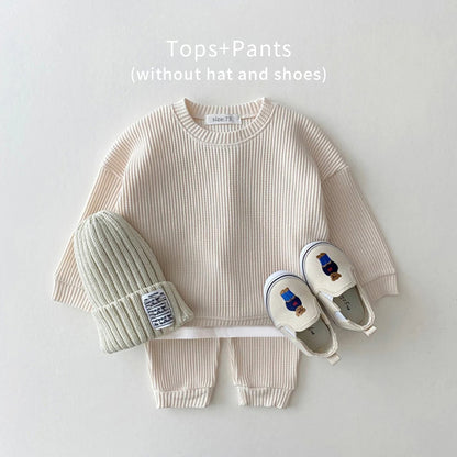 Baby Girls Autumn Cotton Knitting 2PCS Set Tops + Pants Kids Tracksuit