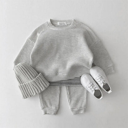 Baby Girls Autumn Cotton Knitting 2PCS Set Tops + Pants Kids Tracksuit