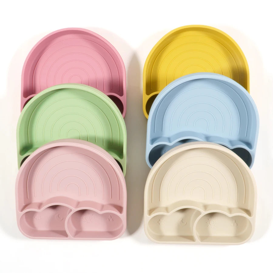 Baby Plate with Sucker Kids Feeding Bowl Cartoon Waterproof Tableware