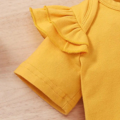 Newborn Baby Girls 3PCS Clothing Set Bodysuit Pants Headband Toddler Outfit