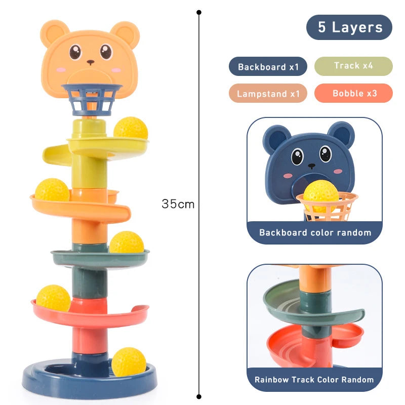 Montessori Baby Rolling Ball Track Toy 0-36M Early Education Sensory Game