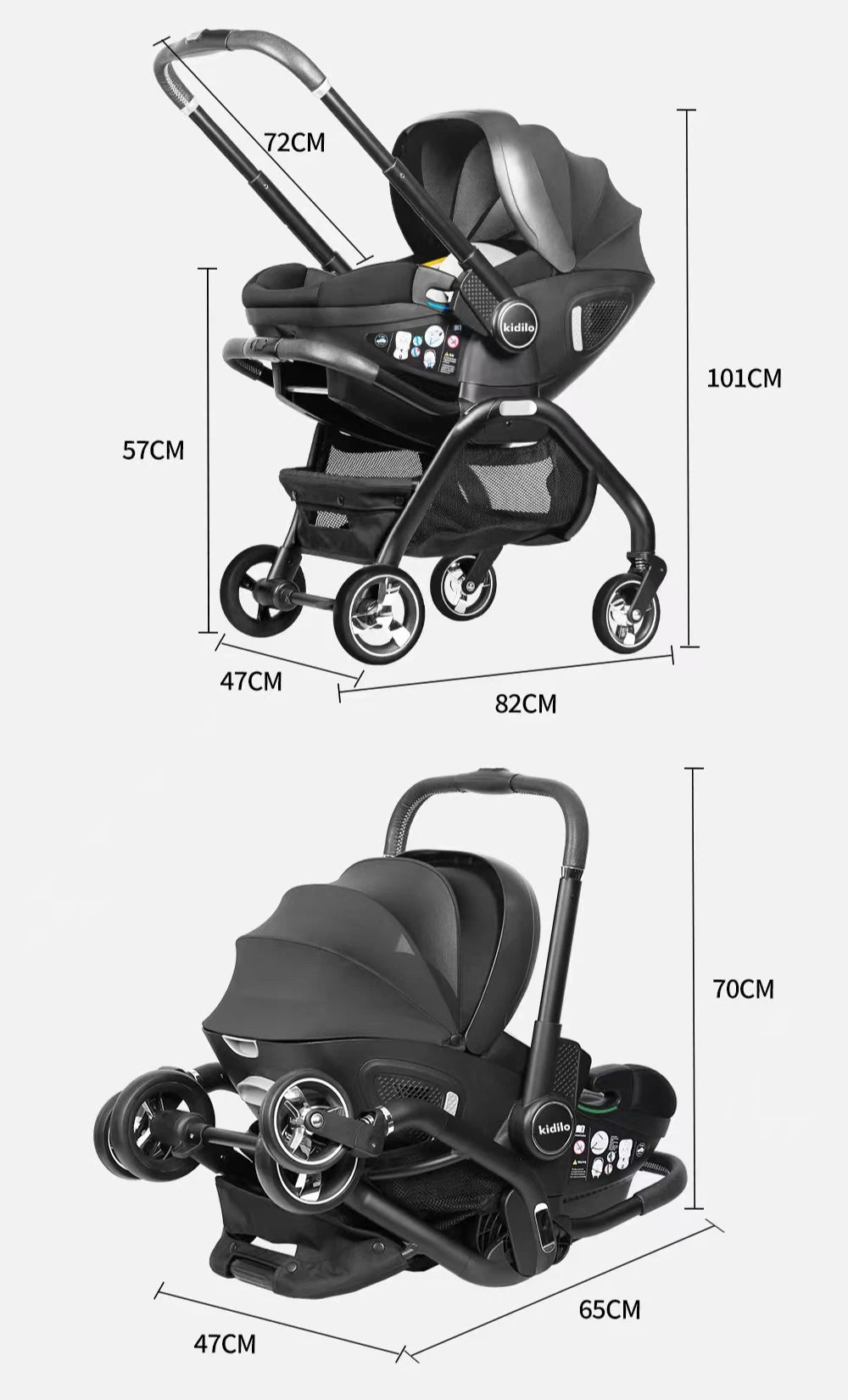 Kodilo Baby Safety Stroller Reversible Newborn Sleeping Basket