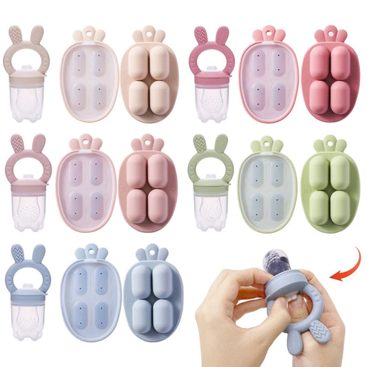 Baby Rabbit Silicone Fruit Feeder BPA-Free Baby Food Feeder Nursing Feeding Set