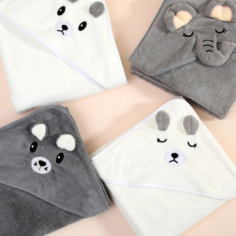 Cute Baby Bath Towel Soft Absorbent Swaddle Wrap Blanket
