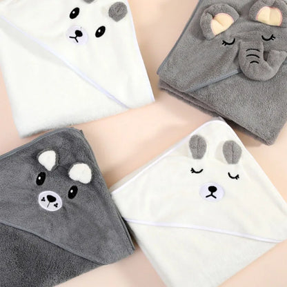 Cute Baby Bath Towel Soft Absorbent Swaddle Wrap Blanket
