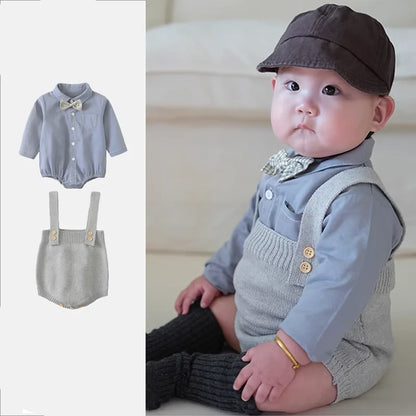 Newborn Baby 4PCS Romper Overalls Hat Socks Set Spring Autumn Boy