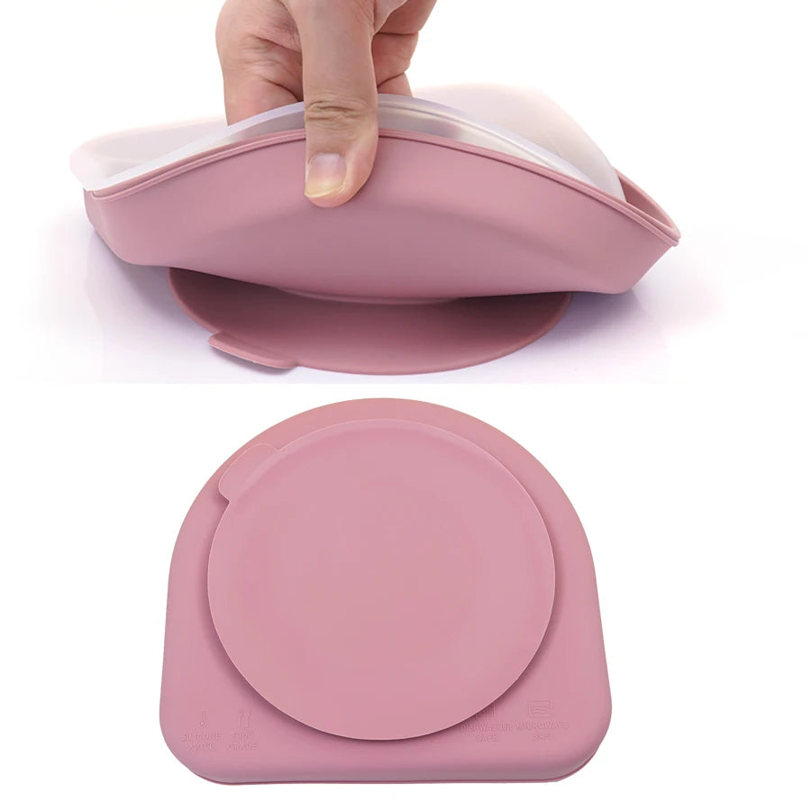 Baby Plate with Sucker Kids Feeding Bowl Cartoon Waterproof Tableware