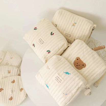 New Mommy Diaper Bag Cute Embroidery Zipper Travel Stroller Bag