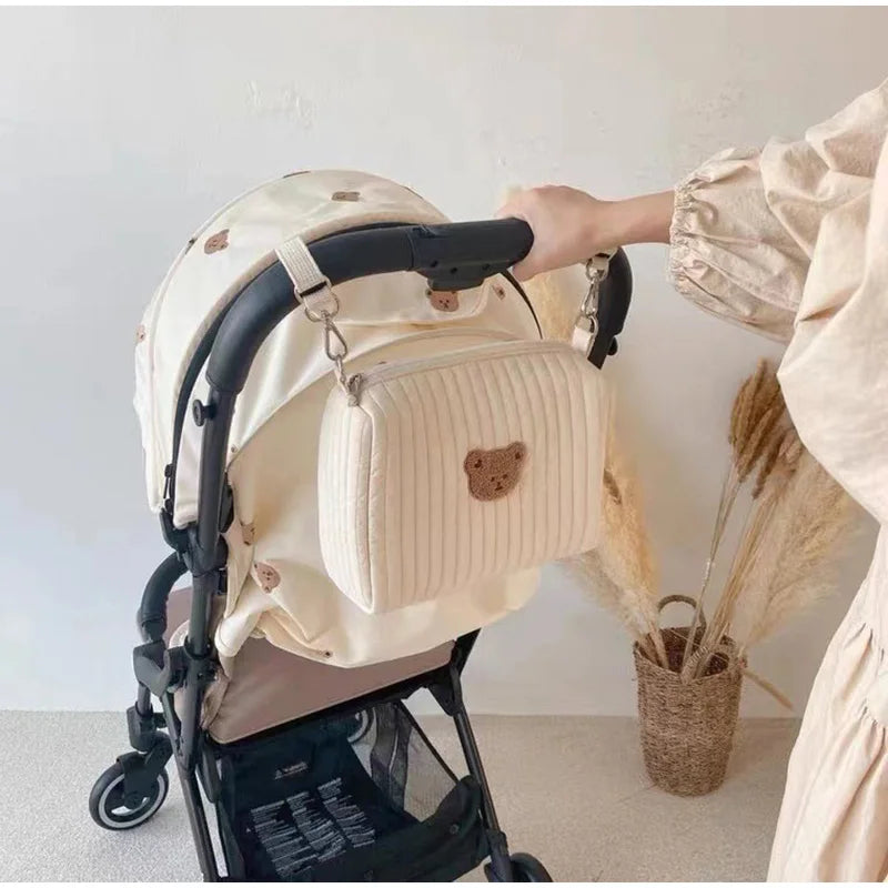New Mommy Diaper Bag Cute Embroidery Zipper Travel Stroller Bag