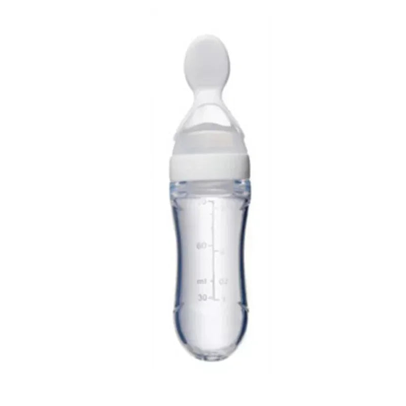 Mushy Food Feeder Spoon Press-Type Baby Puree & Juice Feeding Bottle Spoon Infant Nipple Utensils