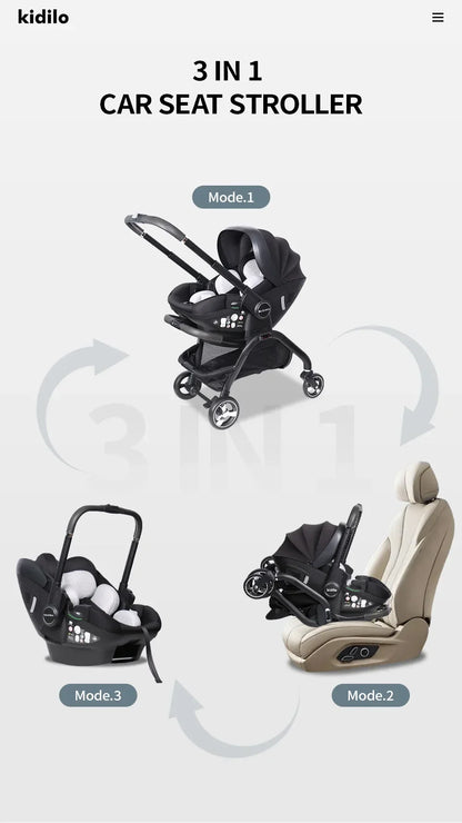 3-in-1 Baby Safety Stroller Two-Way Newborn Car Seat Portable Baby Stroller for 0-2 Years