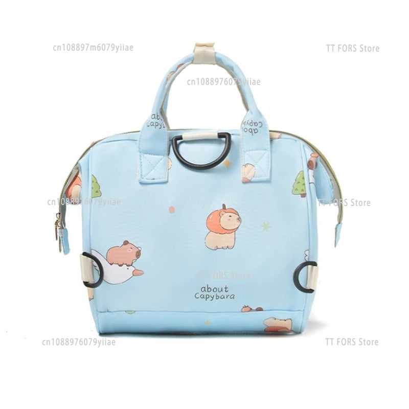 Cartoon Capybara Mommy Diaper Bag Lightweight Portable Baby Care Backpack