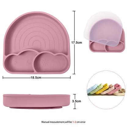 Baby Plate with Sucker Kids Feeding Bowl Cartoon Waterproof Tableware