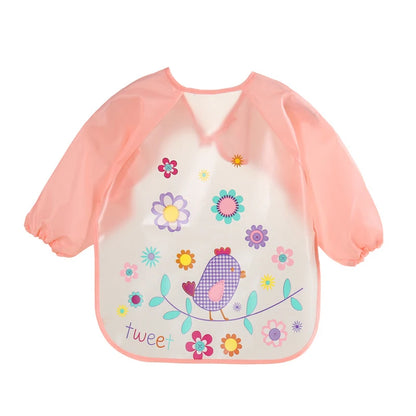 0-3 Years Baby EVA Waterproof Long Sleeve Feeding Bib Cartoon Pattern