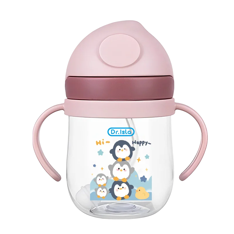 250ml Baby Feeding Cup with Straw Animal Design Kids Training Bottle BPA Free