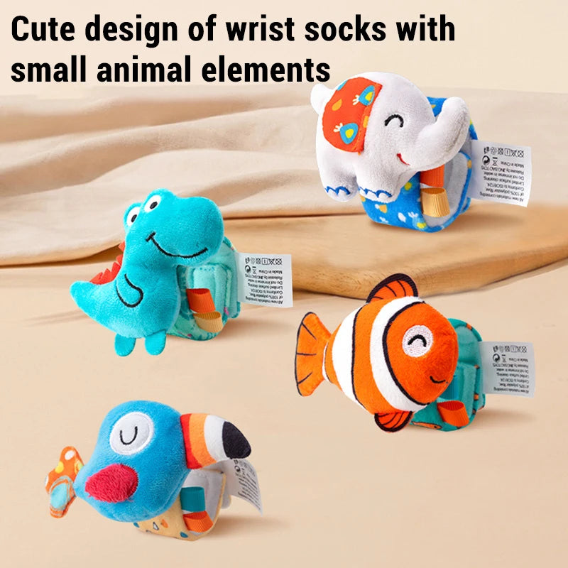 Plush Animal Baby Rattle Soft Sensory Wrist Toy for Newborns 0–12M
