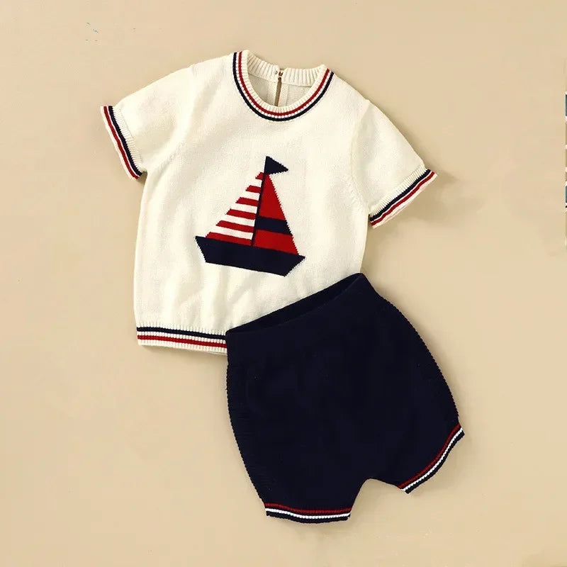 Baby Boy Summer Knitted 2PCS Set Shirt + Shorts Toddler Party Outfit