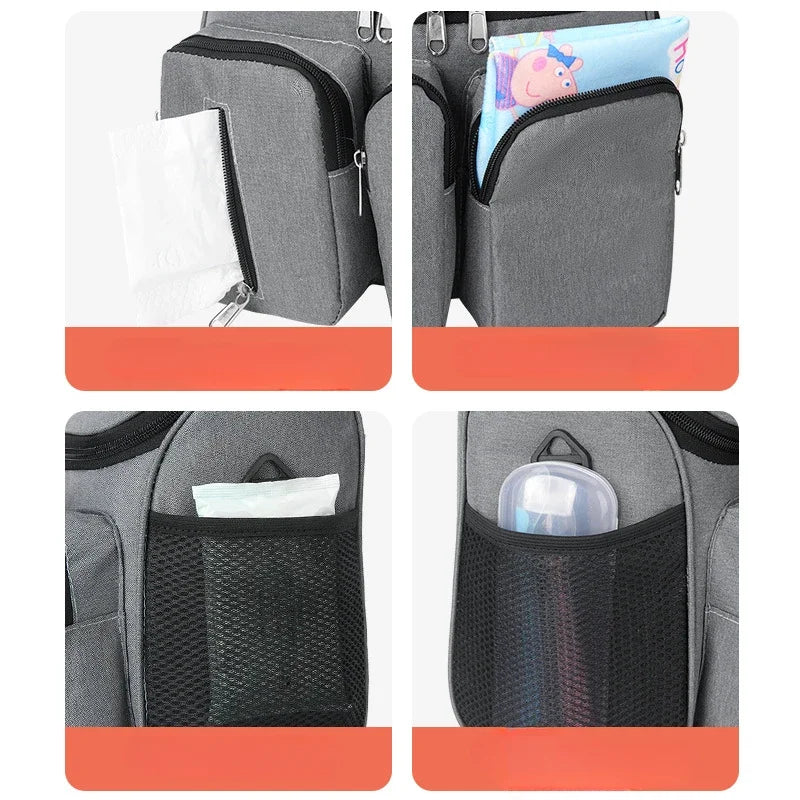 Portable Baby Stroller Hanging Bag Large Capacity Diaper and Bottle Organizer