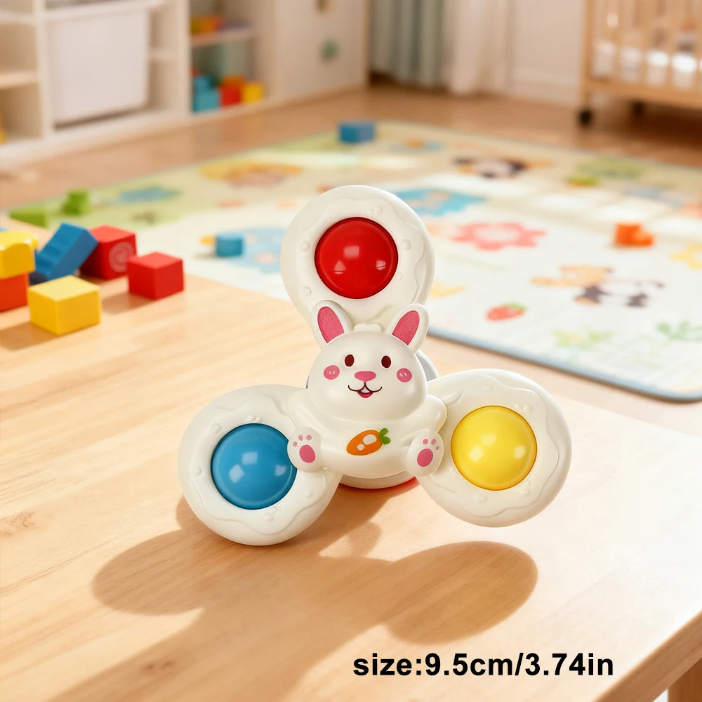 Baby Bath Toys Cartoon Suction Rattle Spinner Educational Fun Gifts