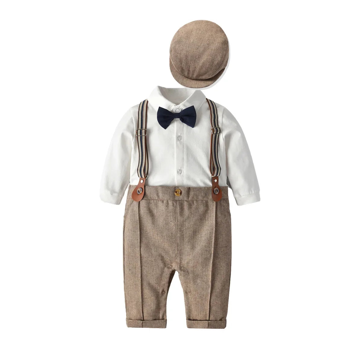 Baby Boys Gentleman Romper Suit Jacket Hat Outfit Spring Autumn