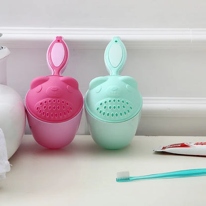 Cute Bear Baby Shower Cap Toddler Shampoo Cup Bath Tool