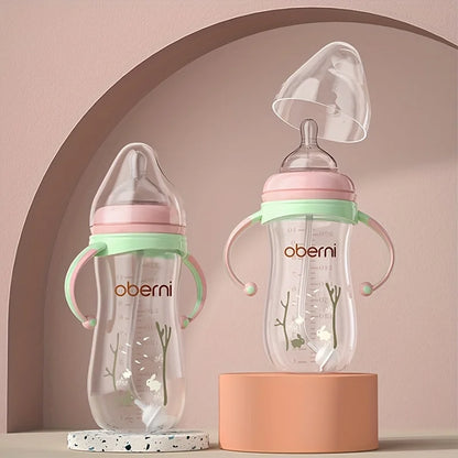 Baby Bottle with Handle Anti-Drop Soft Nipple Feeding Sippy Bottle
