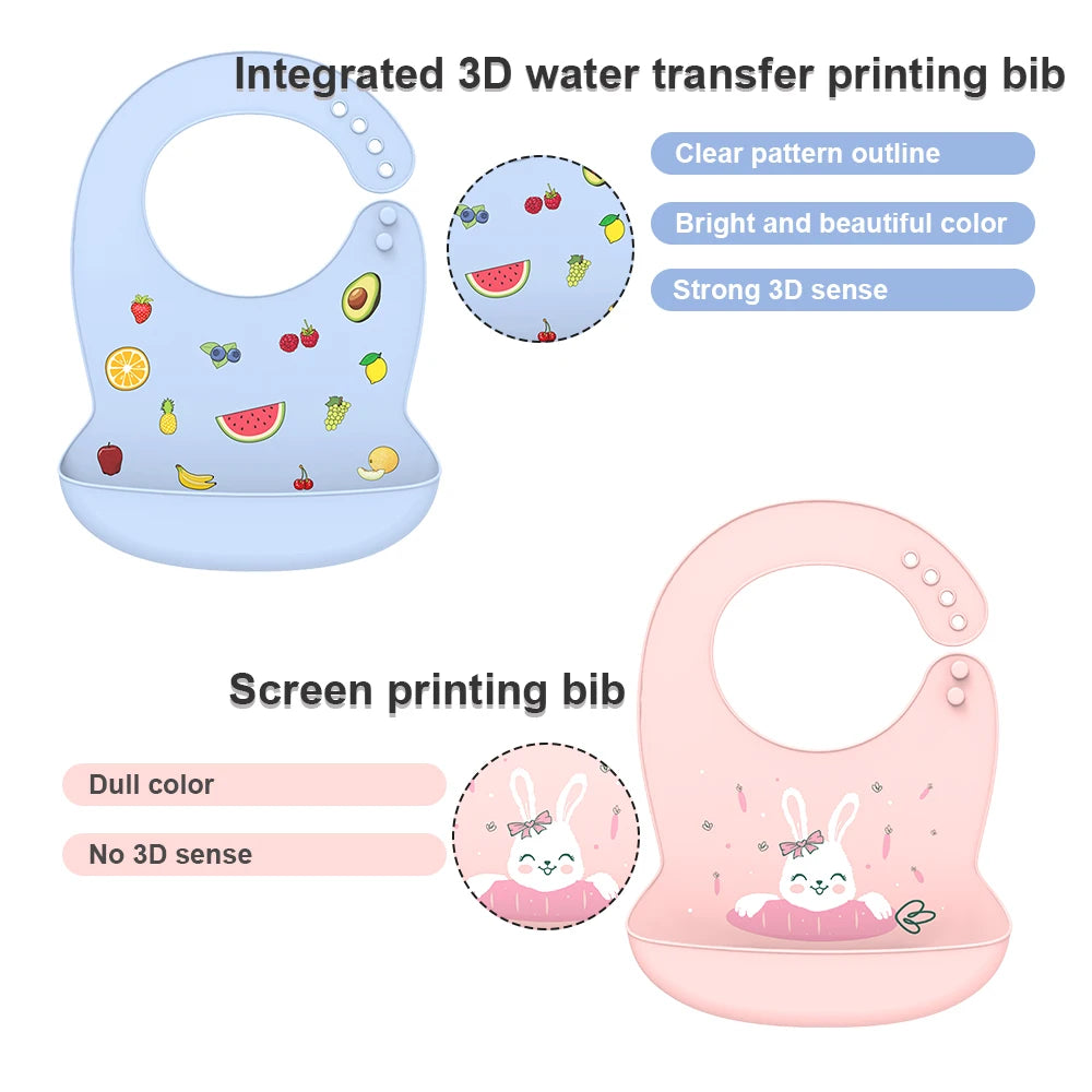 Silicone Baby Bib Waterproof Adjustable Feeding Apron