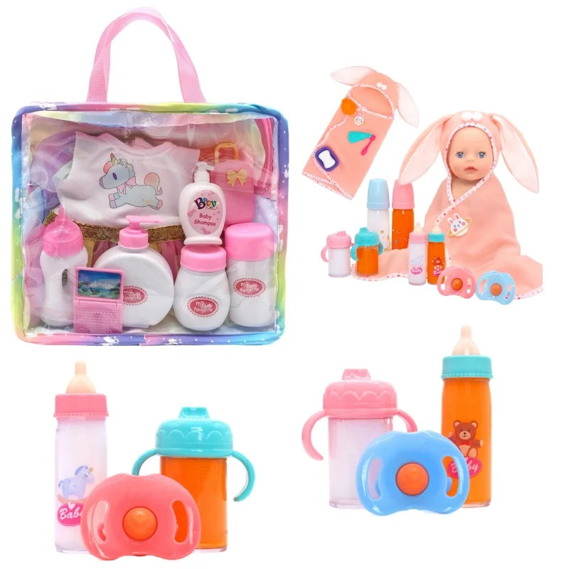 Baby Doll Feeding Bottle Toy Set 2pcs with Pacifier