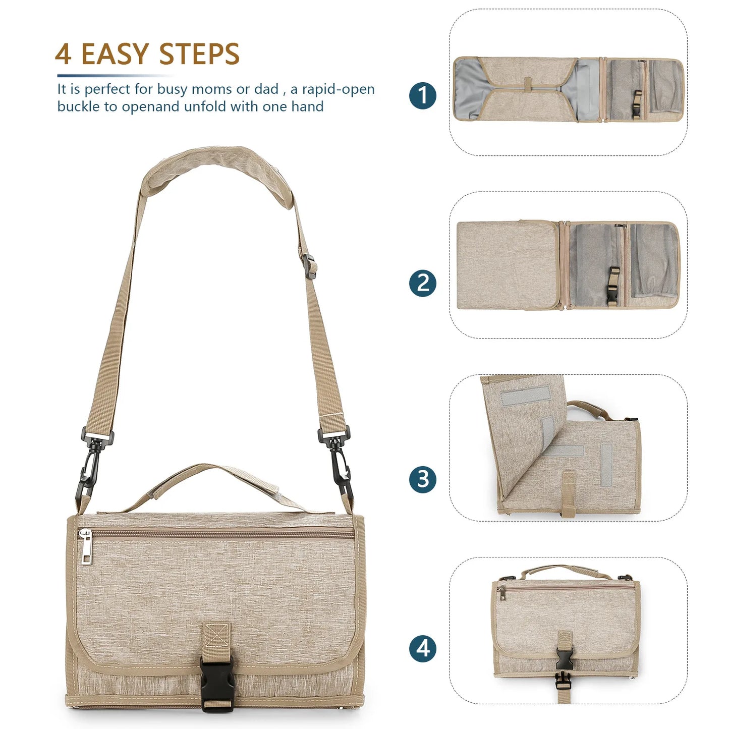 3-in-1 Portable Baby Diaper Changing Pad Waterproof Travel Bag