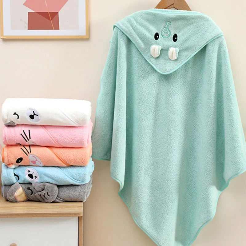 Cute Baby Bath Towel Soft Absorbent Swaddle Wrap Blanket