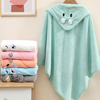 Cute Baby Bath Towel Soft Absorbent Swaddle Wrap Blanket