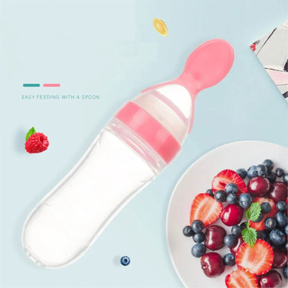 Baby Feeding Bottle Silicone Squeeze Spoon Feeder