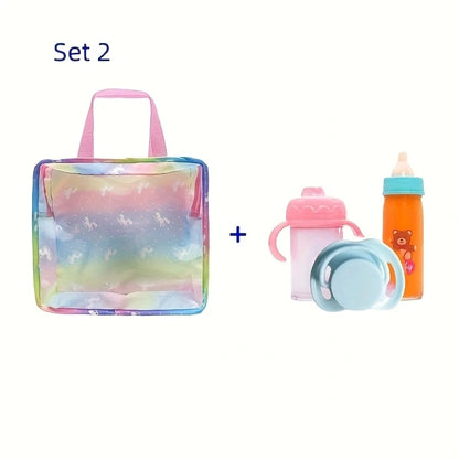 Baby Doll Feeding Bottle Toy Set 2pcs with Pacifier
