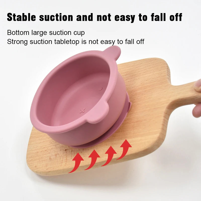 BPA Free Baby Silicone Feeding Bowl Suction Anti-Slip Cartoon Kids Dinnerware