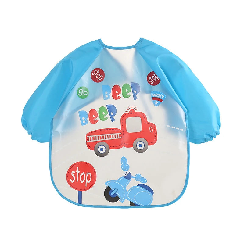 0-3 Years Baby EVA Waterproof Long Sleeve Feeding Bib Cartoon Pattern