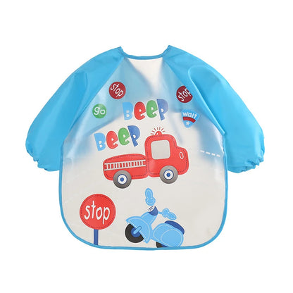 0-3 Years Baby EVA Waterproof Long Sleeve Feeding Bib Cartoon Pattern