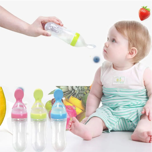 Baby Feeding Bottle Silicone Squeeze Spoon Feeder