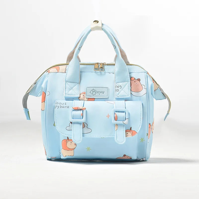 Cartoon Capybara Mommy Diaper Bag Lightweight Portable Baby Care Backpack