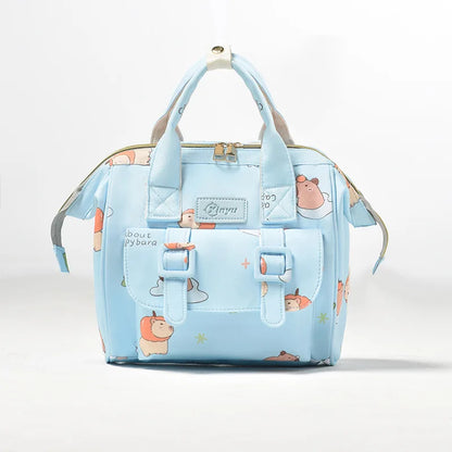 Cartoon Capybara Mommy Diaper Bag Lightweight Portable Baby Care Backpack