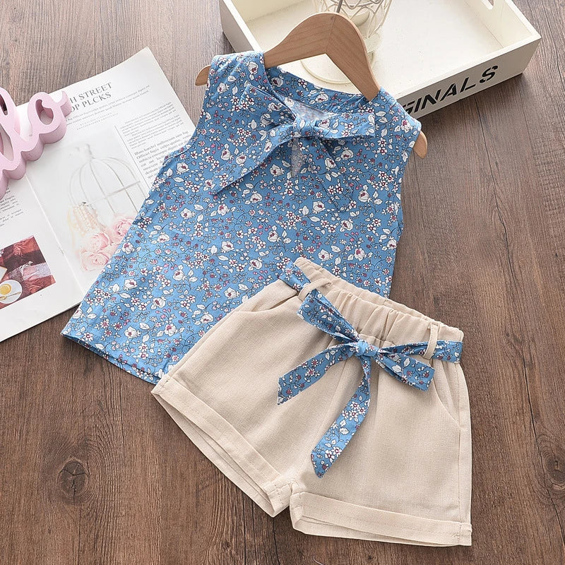 Baby Girls Summer 2PCS Sleeveless Vest & Shorts Set Toddler Clothing Infant Tracksuit