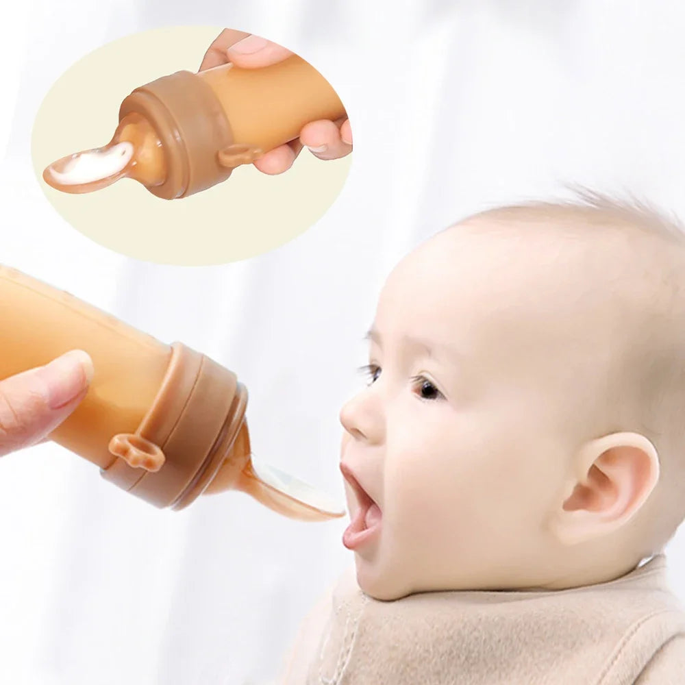 Baby Silicone Feeding Bottle Spoon Squeeze Feeder for Rice Cereal Fruit