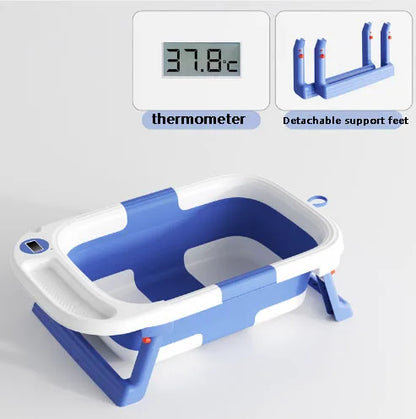 Baby Bathtub with Soft Cushion & Thermometer Newborn to Toddler 0-36 Months