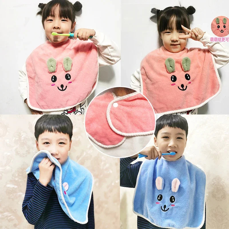 Cartoon Baby Bib Face & Saliva Towel Kids Brushing Towel 3–8 Years