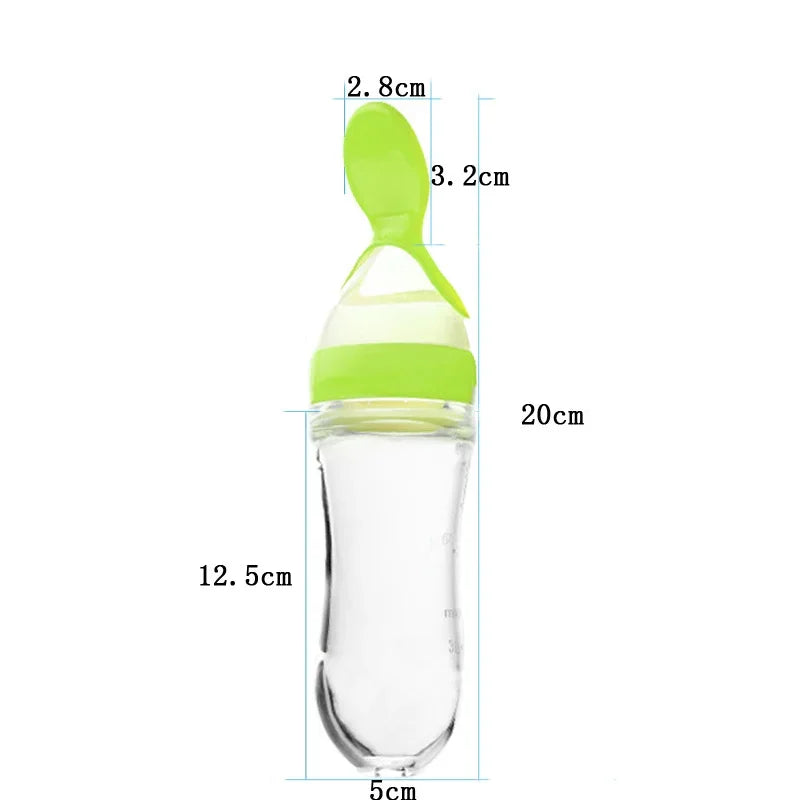 Mushy Food Feeder Spoon Press-Type Baby Puree & Juice Feeding Bottle Spoon Infant Nipple Utensils