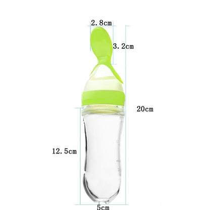 Mushy Food Feeder Spoon Press-Type Baby Puree & Juice Feeding Bottle Spoon Infant Nipple Utensils