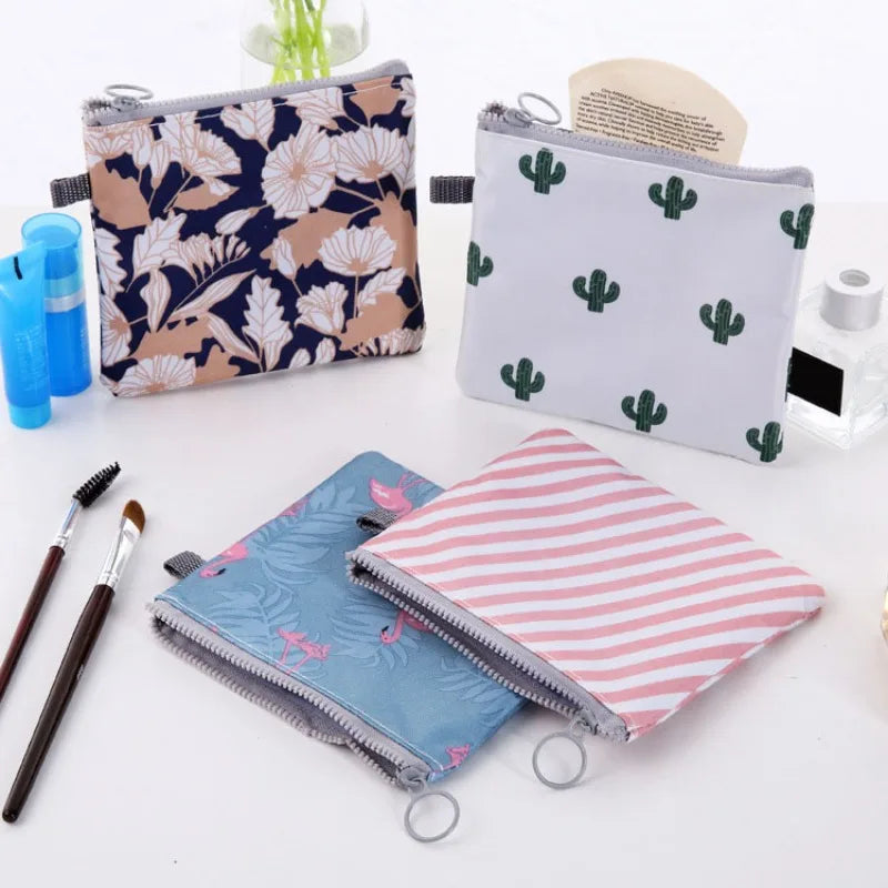 Cartoon Girls Diaper and Sanitary Storage Makeup Coin Jewelry Bag