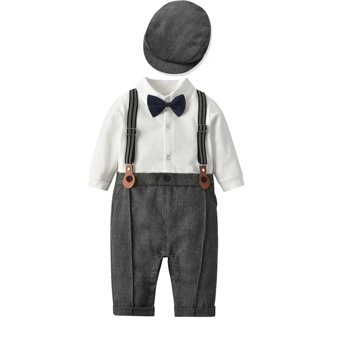 Baby Boys Gentleman Romper Suit Jacket Hat Outfit Spring Autumn